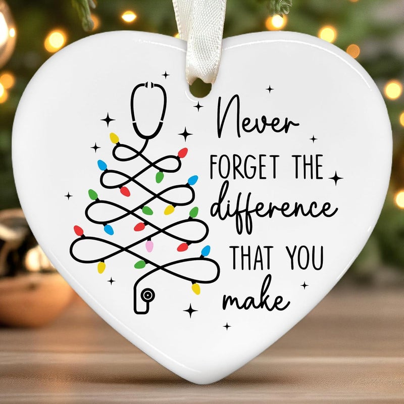 TEEBIM Nurse Ornament - Nurse Ornaments for Christmas Tree - Gifts for Nurses Female - Nurses Preceptor Practitioner Nicu RN Gifts for Women - Nursing Ornaments for Tree - Ceramic Ornament 2025 - Image 1